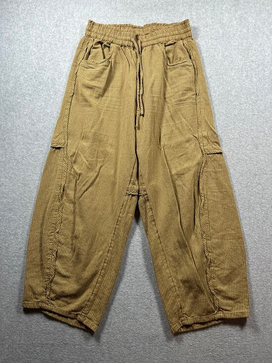 Free People Pants - Free People Outta Sight Parachute Pants Medium Brown/Cream Striped Drawstring